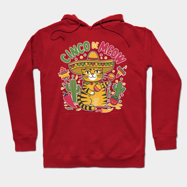 Cinco de meow - Cinco de mayo funny cat Hoodie by Qrstore